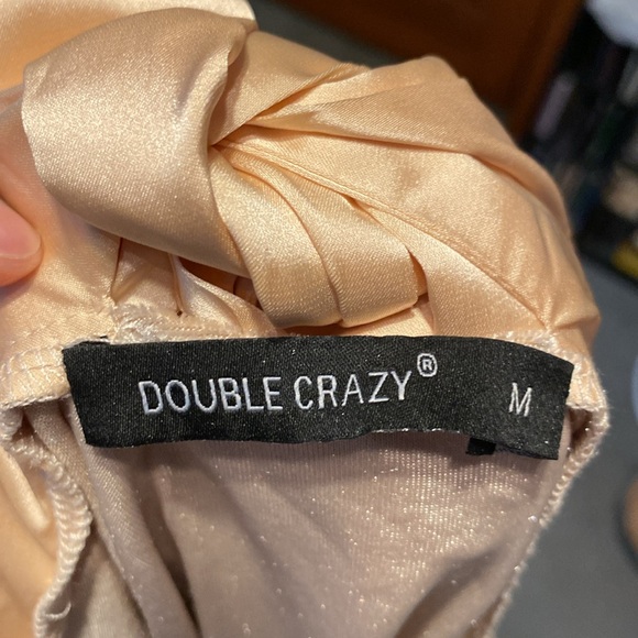 SHEIN Double Crazy Tie Back Champagne Velvet Cami Dress - Picture 3 of 4